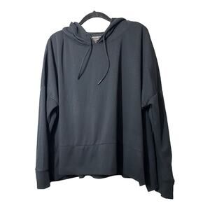 Mondetta Lightweight Hooded Pullover Cropped XL Black Womens Athleisure Boxy